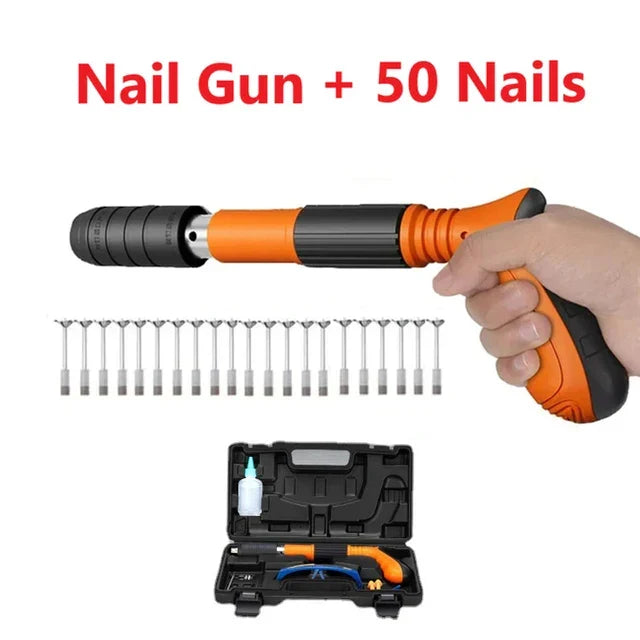Pneumatic Fastening Tool for Concrete, Wood & Steel – Compact 6.5 in Construction Nailer for DIY & Pro Assembly