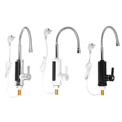 Instant Hot Water Electric Kitchen Faucet 3000W Tankless Tap for Sink 86-140°F Dual-Handle Cold & Heated Water Dispenser Fast Heating Stainl