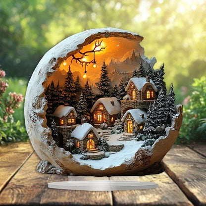 Acrylic Holiday Ornament Boho Tabletop Figure 9x8 Inch Decorative Centerpiece for Christmas Winter Mantle Shelf Bedroom Living Room Modern