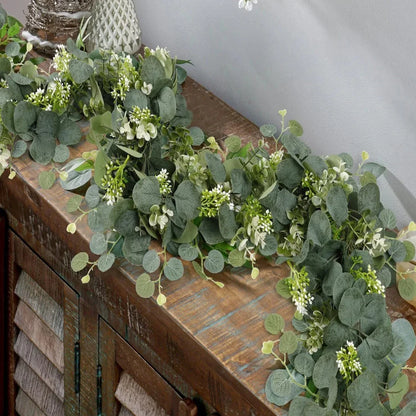 Artificial Eucalyptus Garland 70-Inch Greenery Strand Set of 2 for Mantel Staircase Wedding Party Home Decoration
