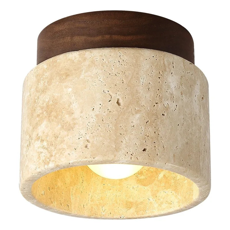 Plafonnier encastré en pierre naturelle crème 4,7 po, éclairage LED compact pour entrées, couloirs, chambres, foyers, style minimaliste moderne Japandi