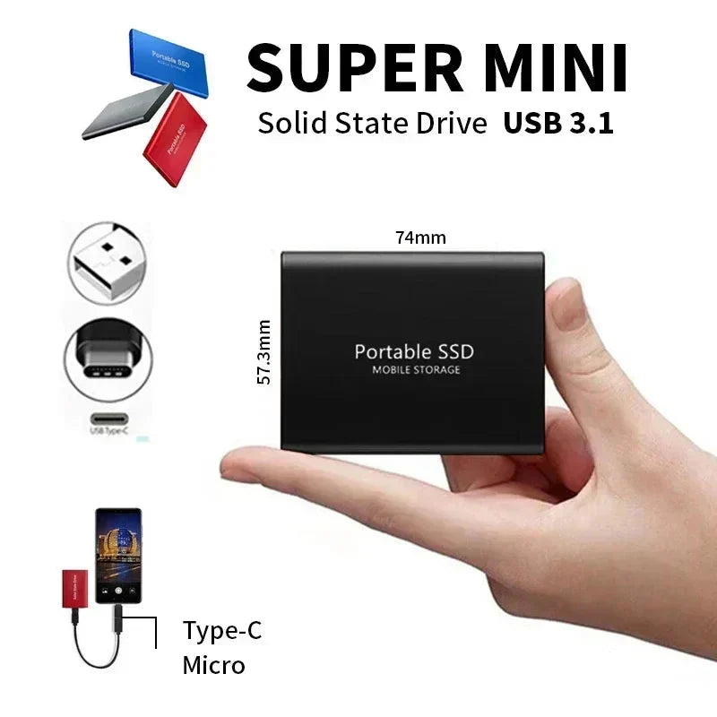 128GB Portable Solid State Drive | Aluminum External SSD for Laptop, Desktop & Mobile | USB-C & USB 3.1 Compatible | High-Speed Data