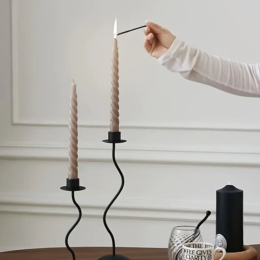 Sable Candle Holder - Sculpted Iron, Vintage Elegance
