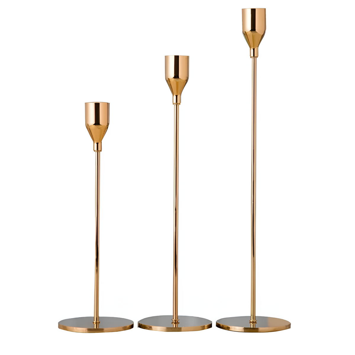 Sable Candle Holder Set - Brushed Metal, 3 Taper Candle Holders