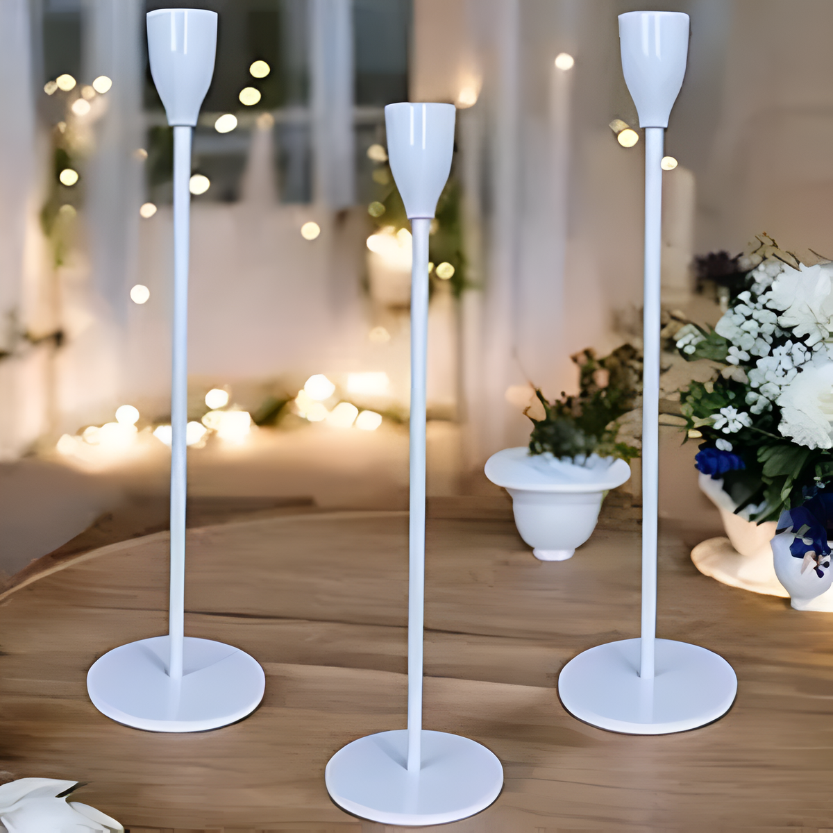 Sable Candle Holder Set - Brushed Metal, 3 Taper Candle Holders