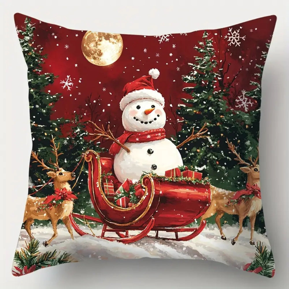Sable Christmas Cushion Cover - Festive Cotton Blend, Zippered Closure