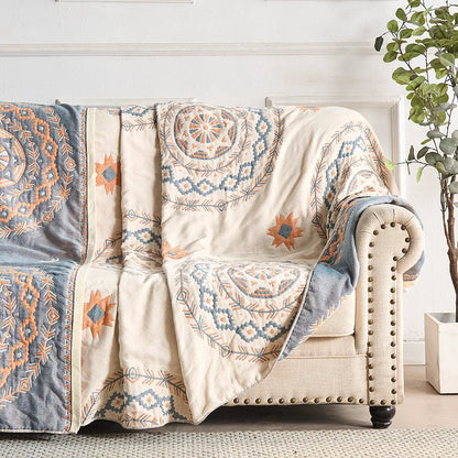 Plaid en coton Sable - Motif mandala bohème, doux et respirant