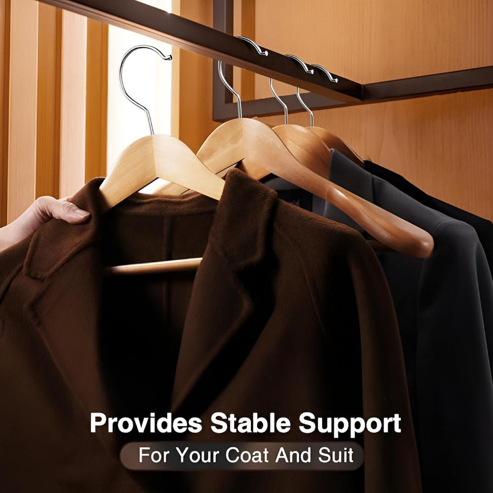 Sable Wooden Coat Hangers - Polished Lotus Wood, 360° Swivel