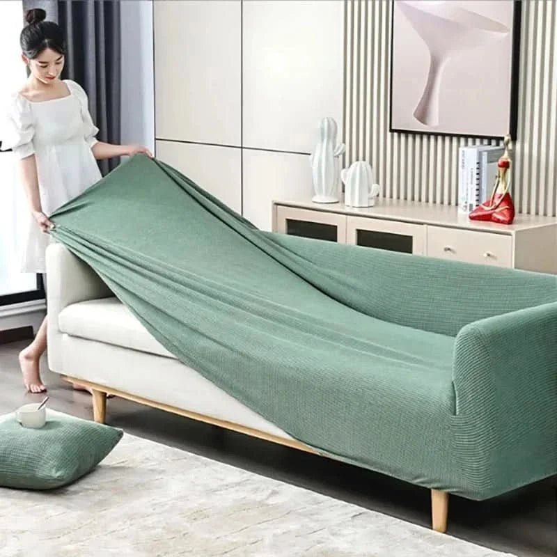 Stretch Sofa Cover Non-Slip Ribbed Jacquard Couch Slipcover Protector for Living Room