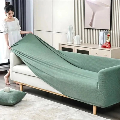 Stretch Sofa Cover Non-Slip Ribbed Jacquard Couch Slipcover Protector for Living Room