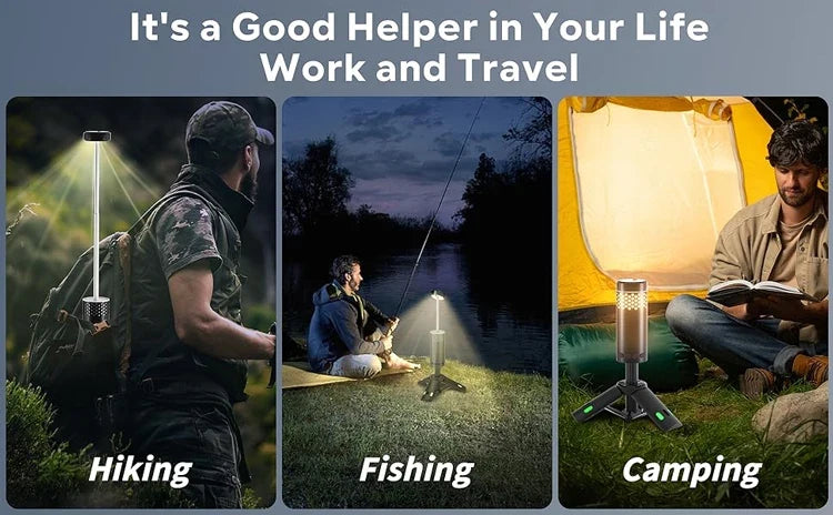 LumaPeak | Lampe de camping avec batterie 10 000 mAh et design télescopique | Éclairage à intensité variable pour les aventures en plein air