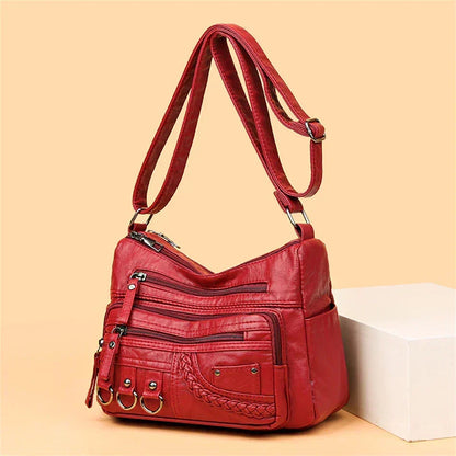 Retro-Inspired Shoulder Bag for Women – Faux Leather Crossbody Purse with Top Handle – Everyday Carryall with Interior Pockets – Classic
