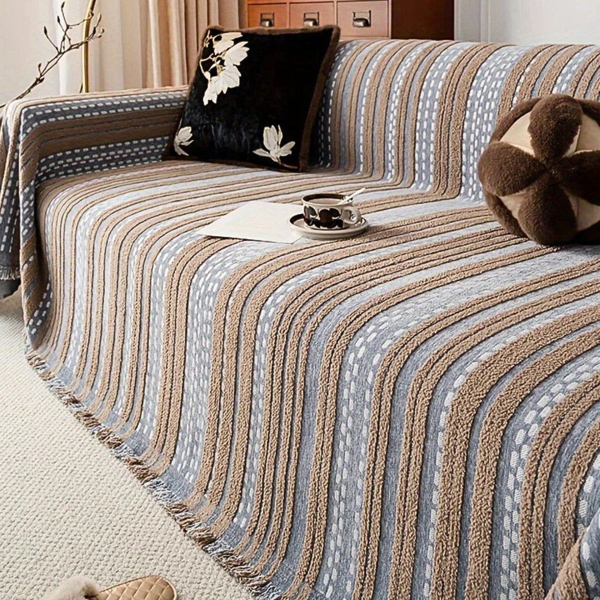 Sahara Sofa Cover - Plush Microfiber, Boho Design