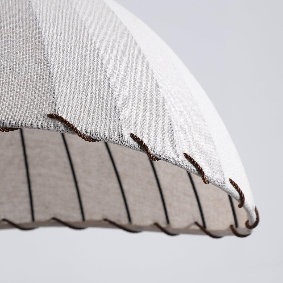 Fabric Dome Ceiling Light White 14 inch Ribbed Scalloped Hanging Fixture for Dining Room Bedroom Adjustable Height Vintage Modern E26 Socket