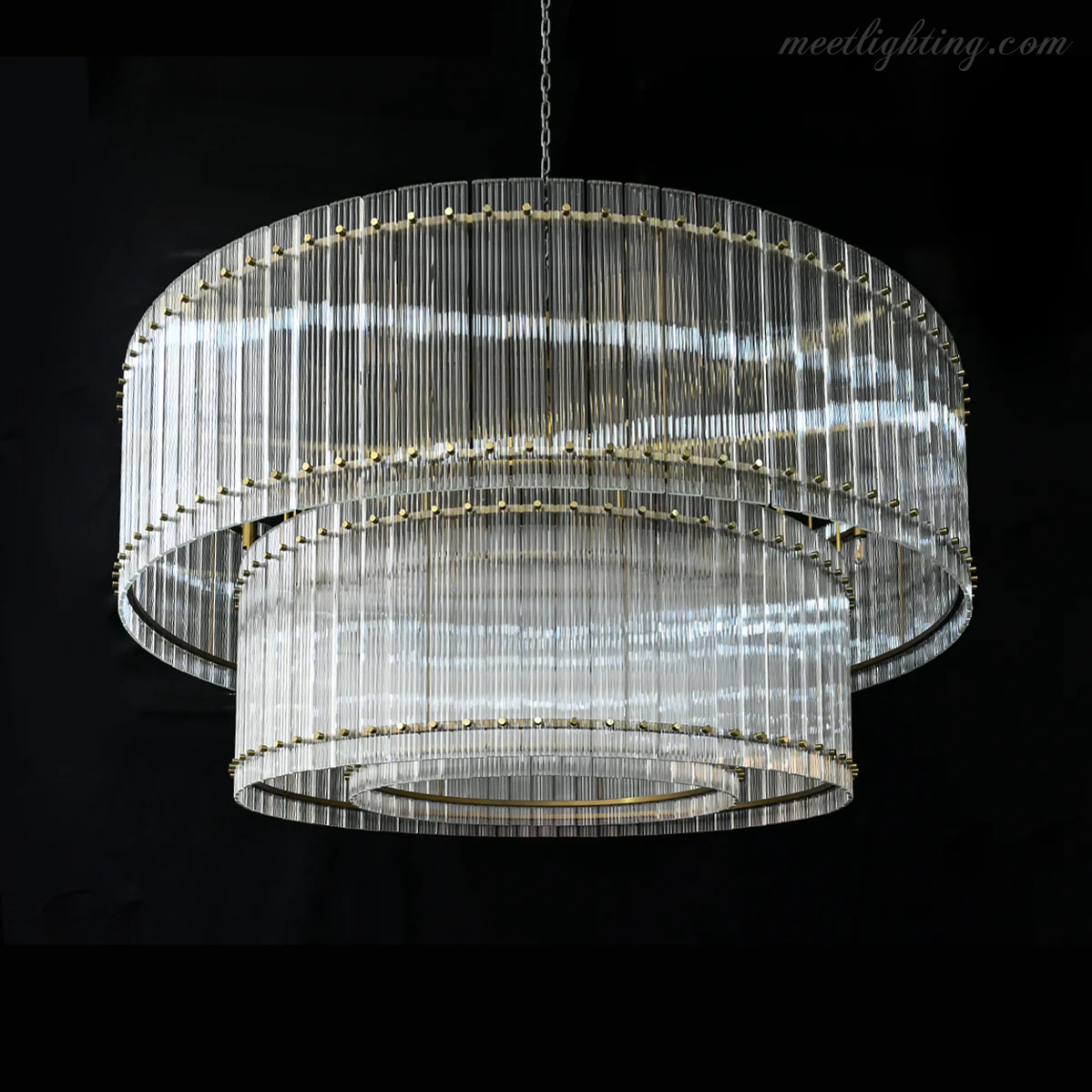 Circular Tiered Glass Panel Ceiling Fixture 22-60 Inch Diameter for Dining Room Foyer Living Room Bedroom Hotel Entryway Statement Lighting