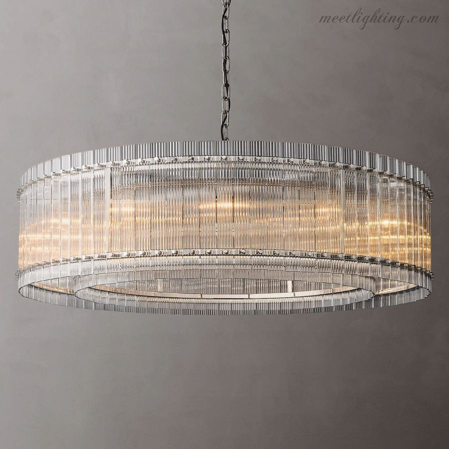 Circular Tiered Glass Panel Ceiling Fixture 22-60 Inch Diameter for Dining Room Foyer Living Room Bedroom Hotel Entryway Statement Lighting