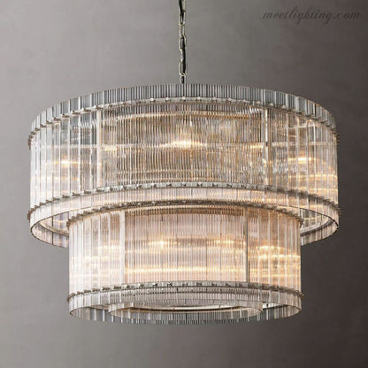 Circular Tiered Glass Panel Ceiling Fixture 22-60 Inch Diameter for Dining Room Foyer Living Room Bedroom Hotel Entryway Statement Lighting