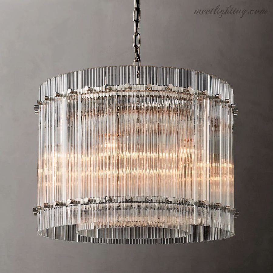 Circular Tiered Glass Panel Ceiling Fixture 22-60 Inch Diameter for Dining Room Foyer Living Room Bedroom Hotel Entryway Statement Lighting