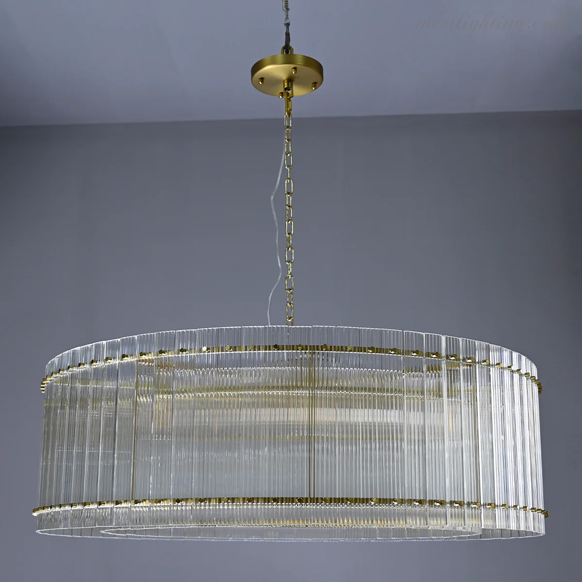 Circular Tiered Glass Panel Ceiling Fixture 22-60 Inch Diameter for Dining Room Foyer Living Room Bedroom Hotel Entryway Statement Lighting
