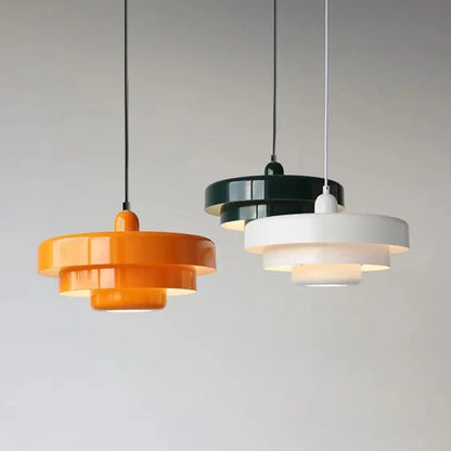 Mid-Century Dome Pendant Light Orange Green White 1-Bulb Hanging Fixture Kitchen Island Dining Room Living Room Modern Retro Ceiling Lamp