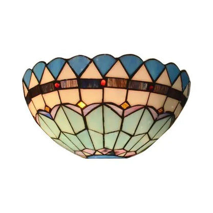 Stained Glass Sconce with Blue & Mint Green Tiles for Bedroom, Hallway & Dining Room | E27 Socket Compatible with LED