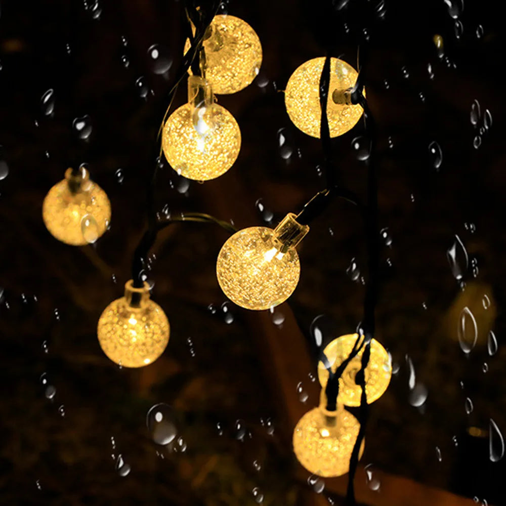 Outdoor LED String Lights Solar Powered Waterproof Decorative Yard Lighting 30 ft for Patio Garden Deck Backyard Pathway Landscape Accent