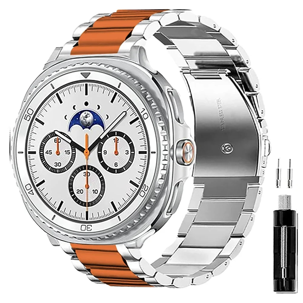 Stainless Steel Link Band for Galaxy Watch 9, Watch 8 & Watch 8 Classic – Premium Metal Bracelet Strap with Quick-Release Links – Fits