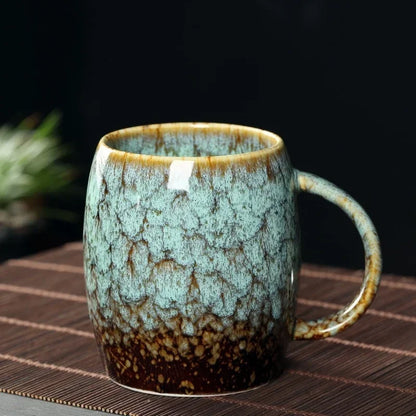 Handcrafted Stoneware Coffee Mug 4-Inch for Morning Coffee Tea Hot Cocoa Kitchen Drinkware Dishwasher-Safe Ergonomic Handle Home Office Brea