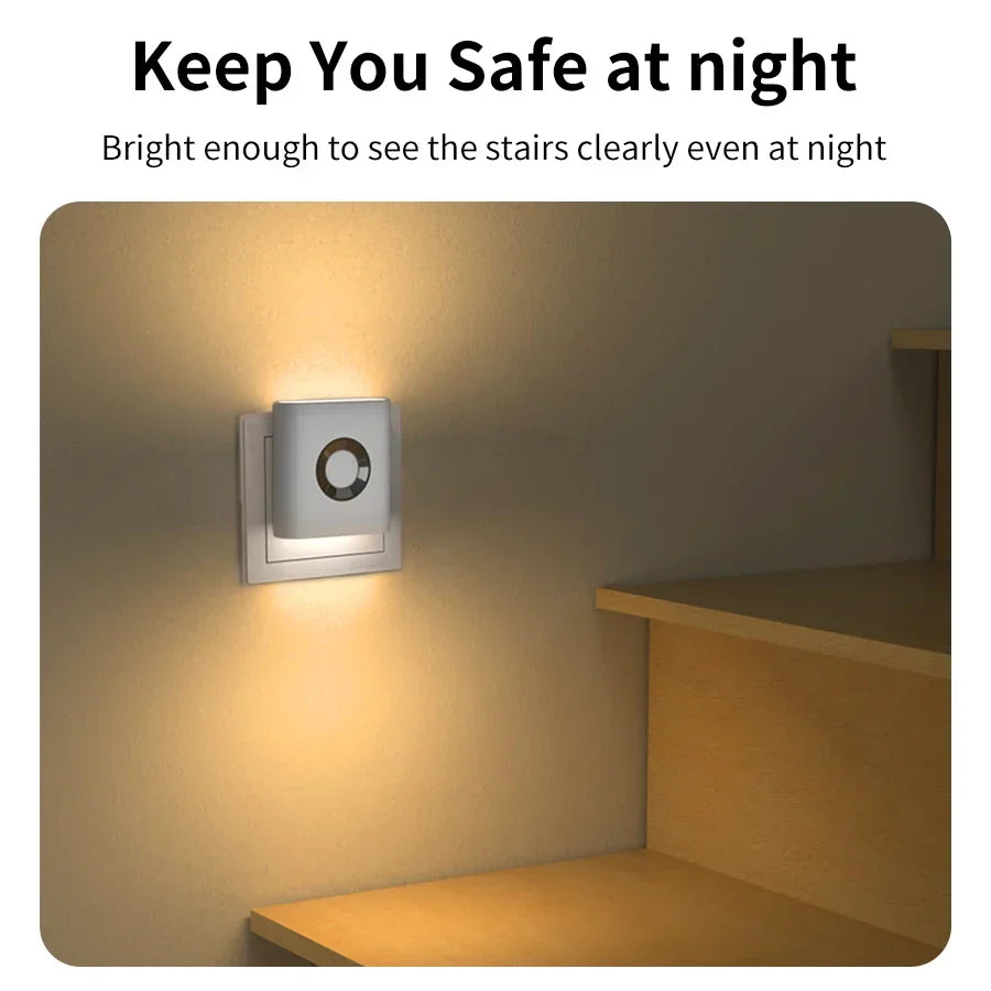 Veilleuse LED à détecteur de mouvement à brancher, détection radar sur 3 m pour couloirs, chambres, salles de bain et escaliers, éclairage de sécurité automatique blanc chaud