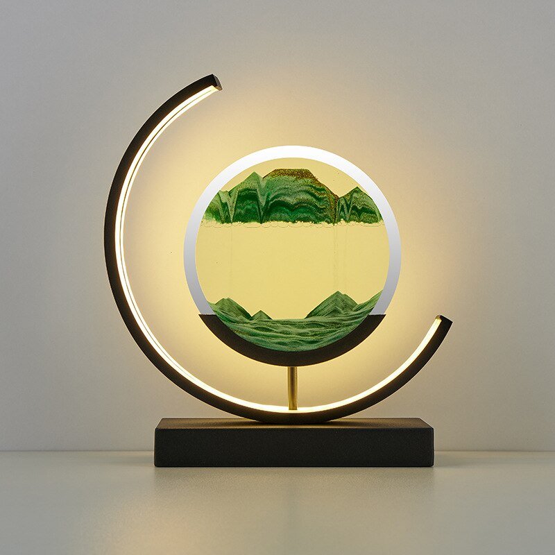Rotating Sand Art LED Table Lamp | Mesmerizing 3D Liquid Motion Desk Light with Acrylic Frame | Modern Accent Lamp for Bedroom Living Room
