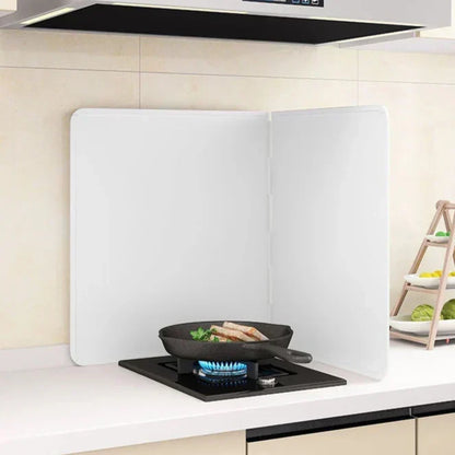 Stainless Steel Foldable Grease Splatter Guard 2-Panel Kitchen Stovetop Shield for Frying Cooking