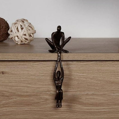 Statuette abstraite en polystone noir, pièce décorative de table de 20 cm pour décoration d'intérieur contemporaine, étagère, chambre, bureau, sculpture artistique
