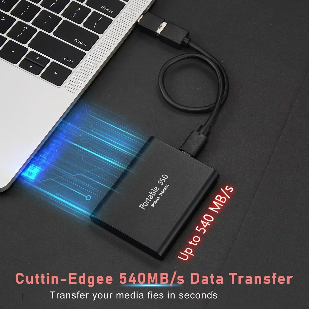 Portable External Solid State Drive 2TB USB 3.1 Type-C Storage Device for Mac PC Laptop Computer Data Transfer Backup High Speed Mobile SSD