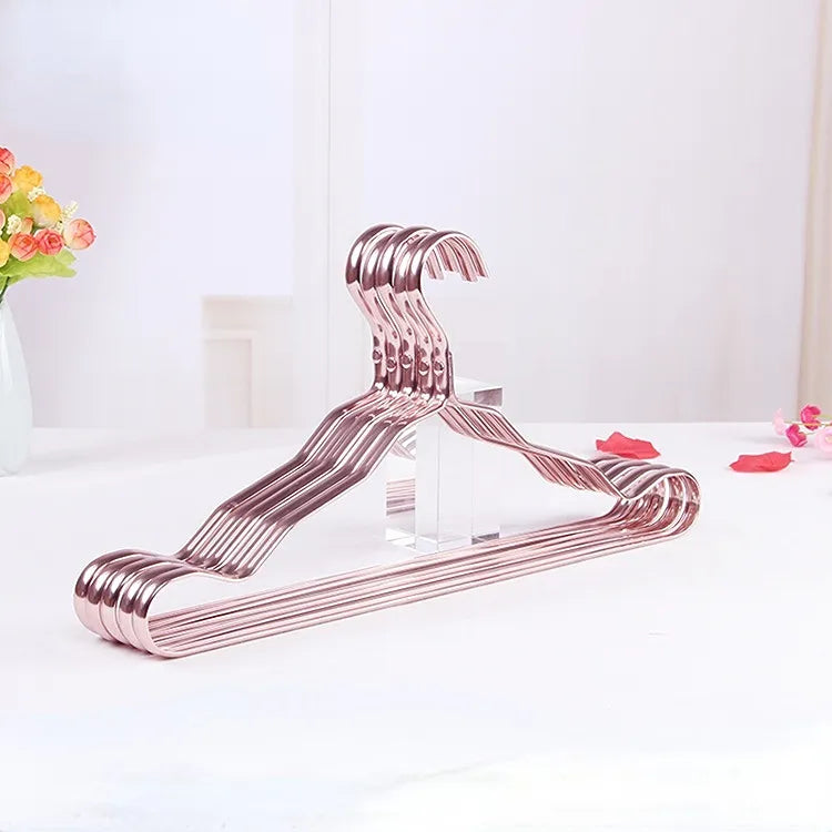 Premium Metal Wardrobe Hangers Non-Slip 6-Pack for Suits Dresses Coats Closet Organization Space-Saving Gold Rose Silver