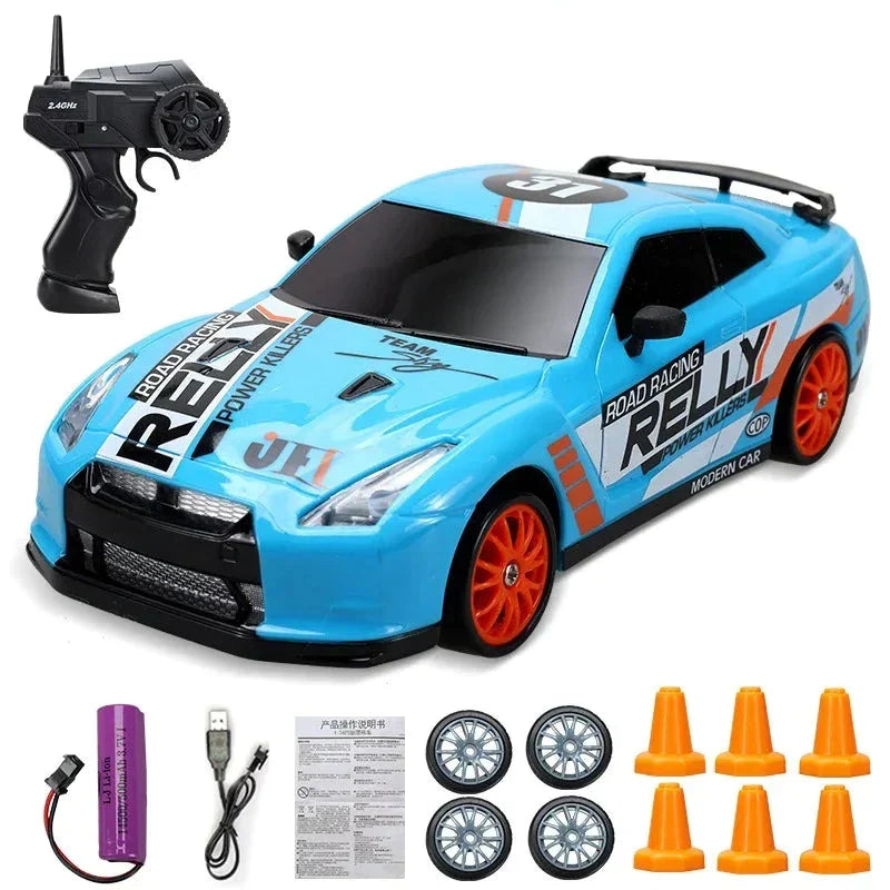 RC Mini Drift Car Remote Control Racing Toy with LED Lights & Rechargeable Battery for Kids & Adults