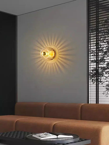 Sconce with Glass Globe 6.3 Inch Diameter Metal Accent Fixture for Bedrooms Hallways Staircases Reading Nooks Entryways Modern Interior Ambi
