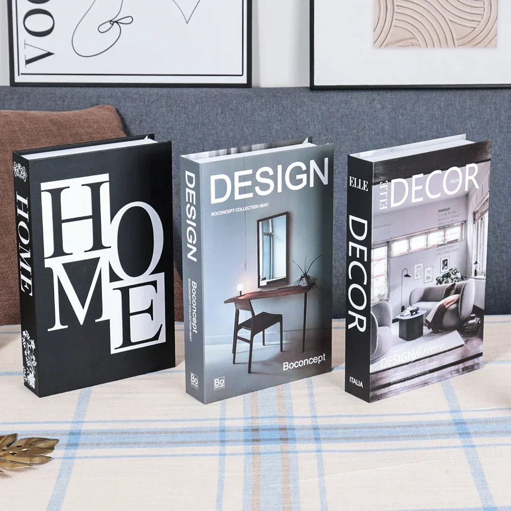 Hollow Cardboard Book Stack 3-Piece Display Set for Shelf Styling Coffee Table Accent Modern Home Interior Staging Props