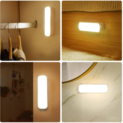 Rechargeable Motion-Activated Under-Cabinet Light Strip – Stick-On LED Puck for Pantry, Wardrobe, Hallway, Night Navigation – USB-Powered
