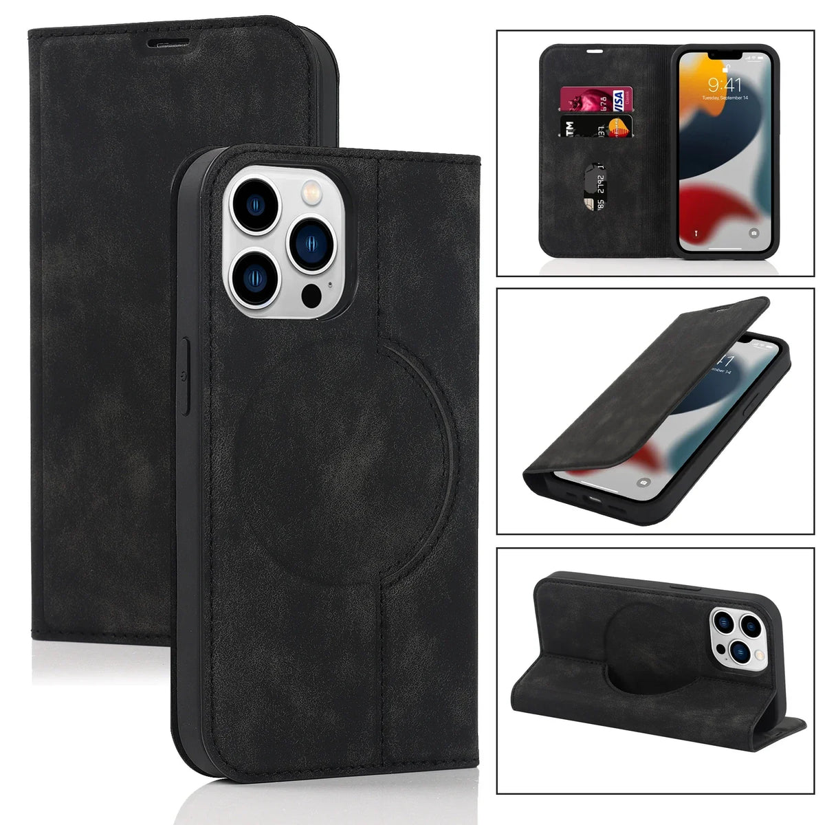 Magnetic Detachable Wallet Case for iPhone with Wireless Charging & Card Slots