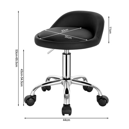 Chaise de bureau rembourrée à roulettes, hauteur réglable de 21 à 26 pouces, siège pivotant compact pour coiffeuse, salon, espace de travail, studio et bureau à domicile