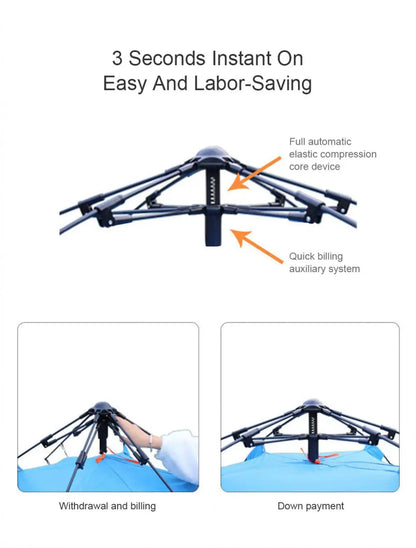 Pop Up Tent for Camping, Automatic Camping Tent with Mosquito Net and Aluminum Poles, Waterproof Outdoor Tent for Hiking