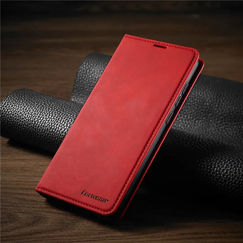 Magnetic Leather Flip Case for iPhone with Snap Closure and Full Body Protection for Daily Use