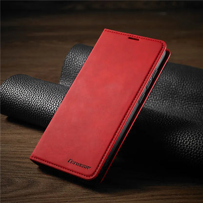 Folio iPhone Case with Card Slots & Magnetic Closure – Faux Leather Wallet Phone Cover for Daily Use