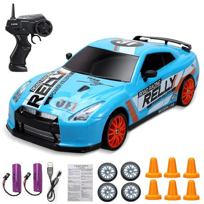 RC Mini Drift Car Remote Control Racing Toy with LED Lights & Rechargeable Battery for Kids & Adults