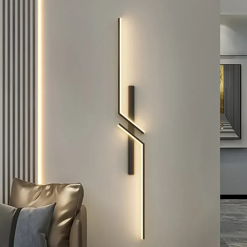 LED Wall Sconce Linear Geometric Accent Light 24-40 in Black Warm Cool Neutral for Bedroom Hallway Contemporary Interior Lighting