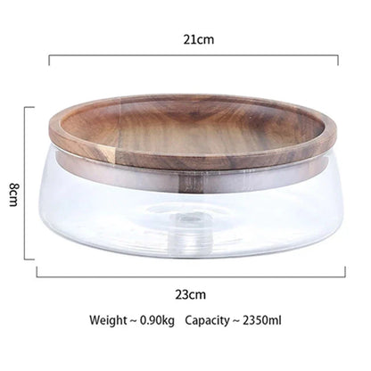 Glass Canister Set with Acacia Wood Lid for Kitchen Countertop Storage Dry Goods Snacks Pantry Organization