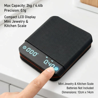 Digital Kitchen Scale with Built-In Timer for Espresso Coffee Brewing Precision Weighing 0.1g to 70.5oz Rechargeable USB-C Barista Tool Home