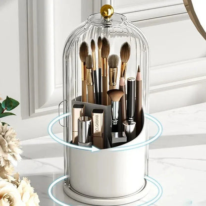 Clear Acrylic Spinning Makeup Organizer 11 Inch Tower Beauty Product Storage Rack Countertop Cosmetics Holder Bathroom Vanity Caddy Lipstick