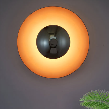 Round Iron LED Wall Sconce 16 in Diameter Ambient Light Fixture Hallway Bedroom Living Room Contemporary Circle Mount