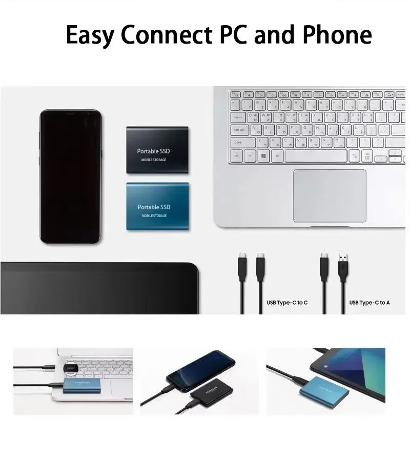 128GB Portable Solid State Drive USB-C High-Speed External Storage Aluminum Shockproof for PC Mac Android Gaming Consoles 4K Video Backup